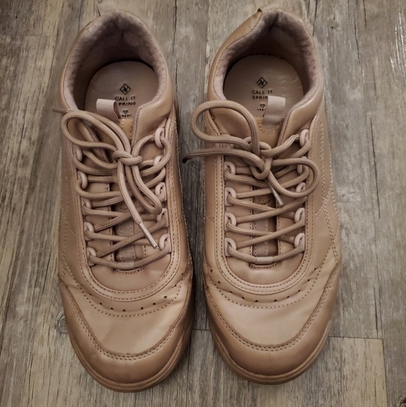 Call It Spring Vegan Chunky Tan Sneakers - Picture 2 of 13